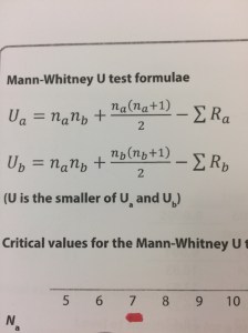 mann whitney formual